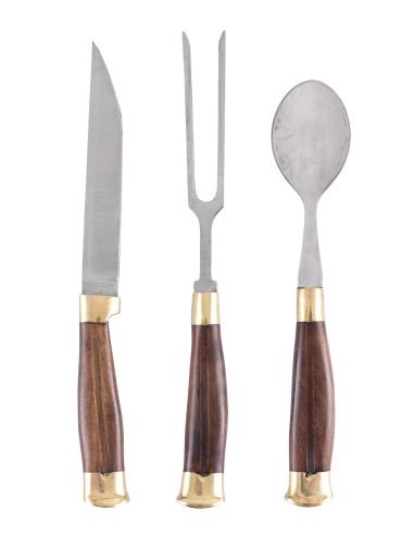 Set di posate da tre pezzi, include custodia in pelle