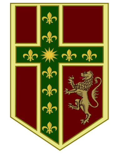 Stendardo medievale croce, leone con giglio (150x100 cm.)