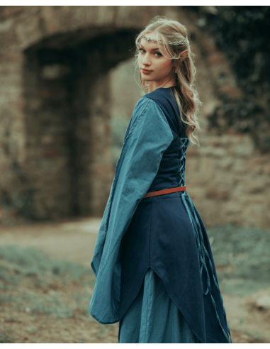 Vestito medievale in cotone modello Galatea, colore blu