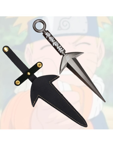 Coltello da lancio nero anime Naruto, con fondina