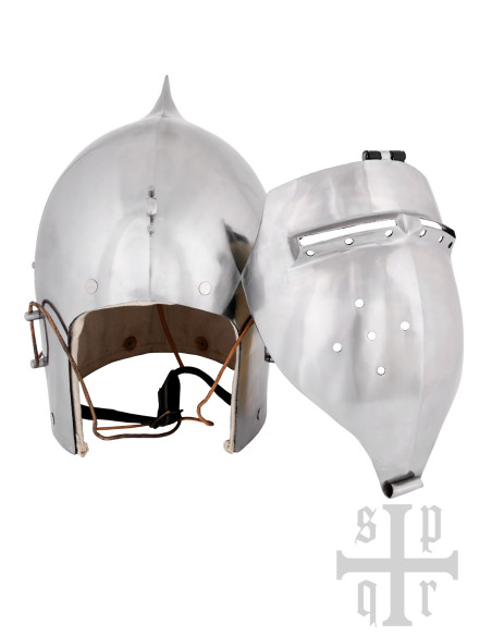 Casco Medievale con visiera e tappo a...
