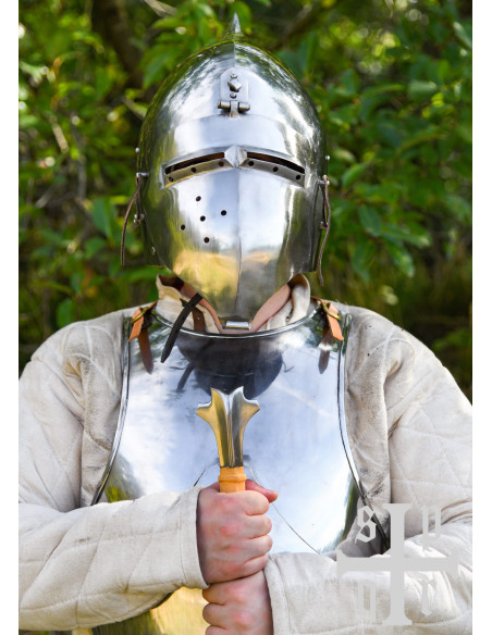 Casco Medievale con visiera e tappo a...