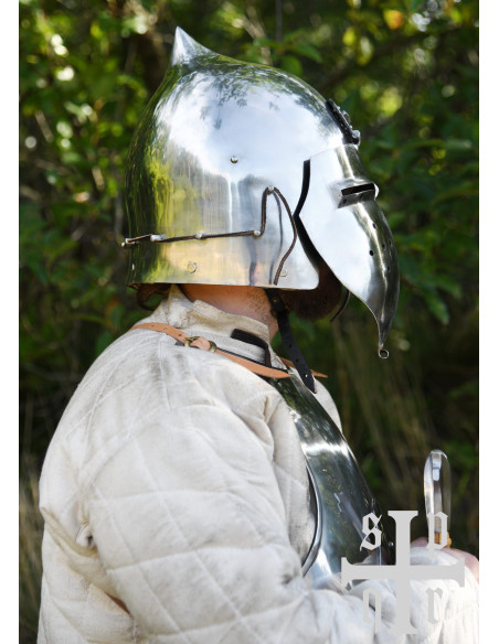 Casco Medievale con visiera e tappo a...