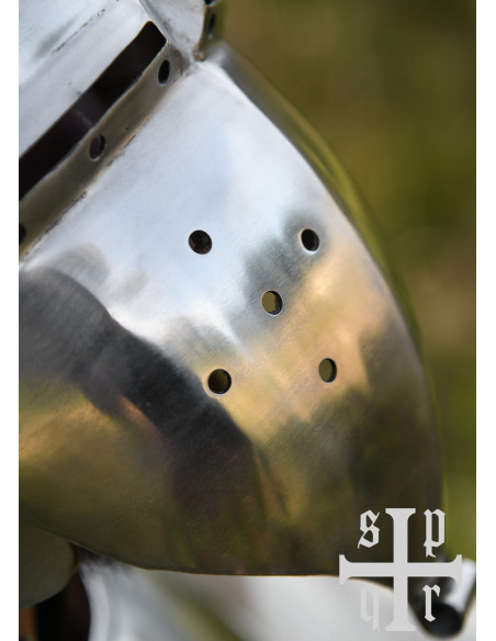 Casco Medievale con visiera e tappo a...