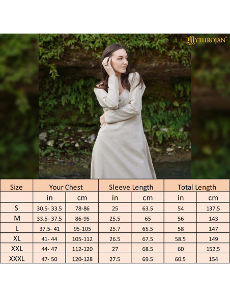 Vestito medievale con collo rotondo...