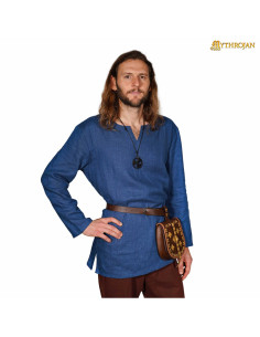 Tunica vichinga in lino, colore blu