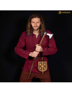 Tunika vichinga in lino, colore vino rosso 2