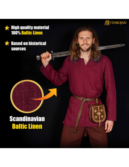 Tunika vichinga in lino, colore vino...
