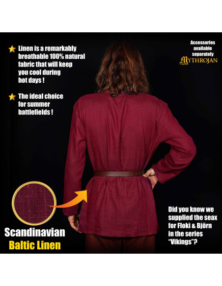 Tunika vichinga in lino, colore vino...