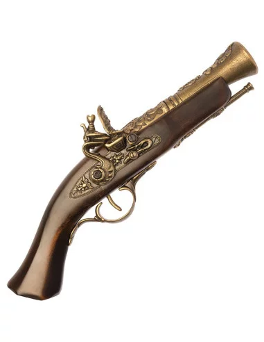 Pistola a pietra focaia ottonata