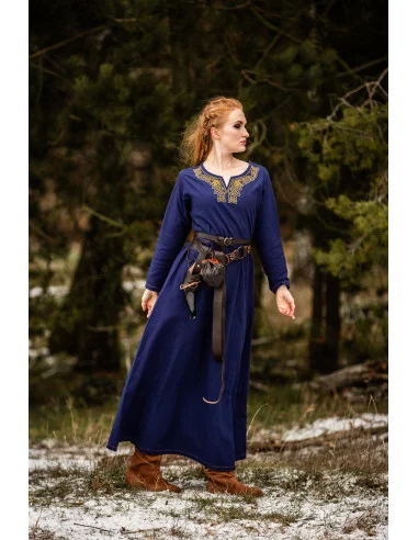 Vestito vichingo lungo modello Aslaug, colore blu