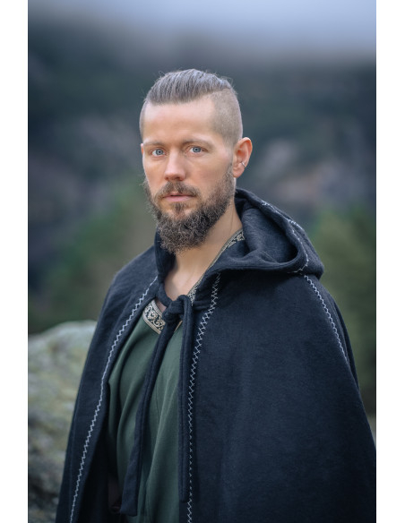 Cappa vichinga in lana con cappuccio...