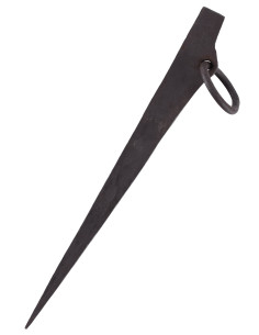 Picchetto con anello, acciaio forgiato a mano, (28 cm.)
