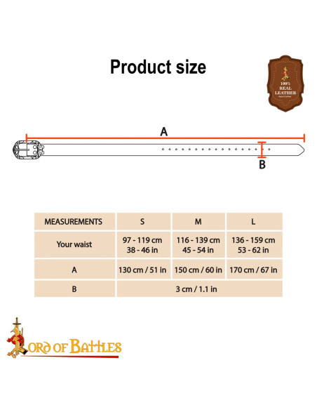 Cintura medieval in pelle con design...