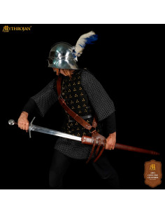 Tahalí medieval in cuoio marrone per appenderia spada,... 2