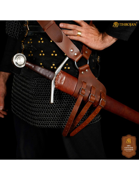 Tahalí medieval in cuoio marrone per...