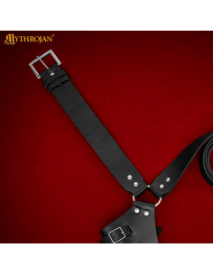 Tahalí medievale in cuoio nero per appender la spada,... 2
