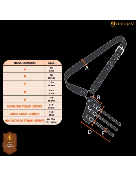 Tahalí medievale in cuoio nero per...