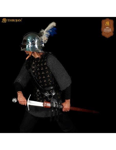 Tahalí medievale in cuoio nero per...