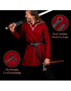 Cintura vichinga in pelle nera con fibbia a cerchio 2