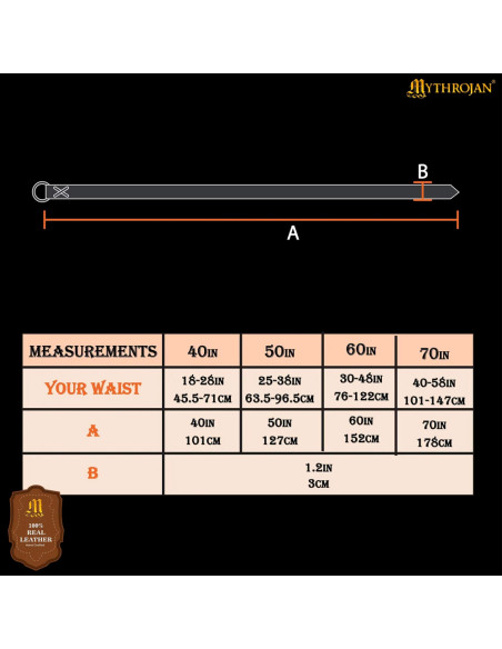 Cintura vichinga in pelle nera con...
