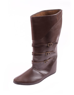 Stivali fino al ginocchio con fibbie, colore marrone scuro.