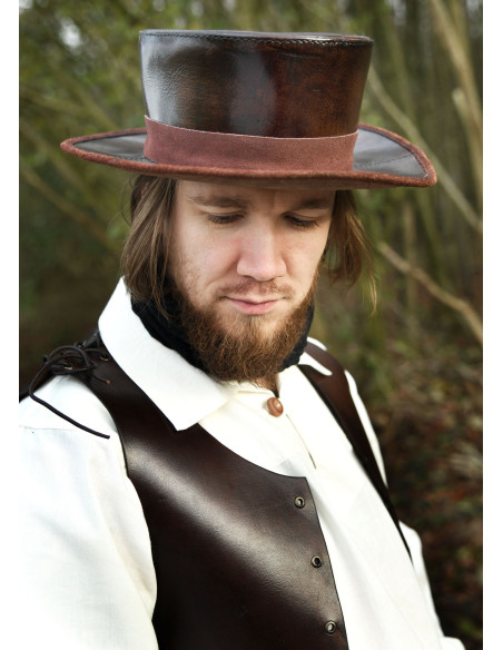 Cappello medievale in pelle con ala...