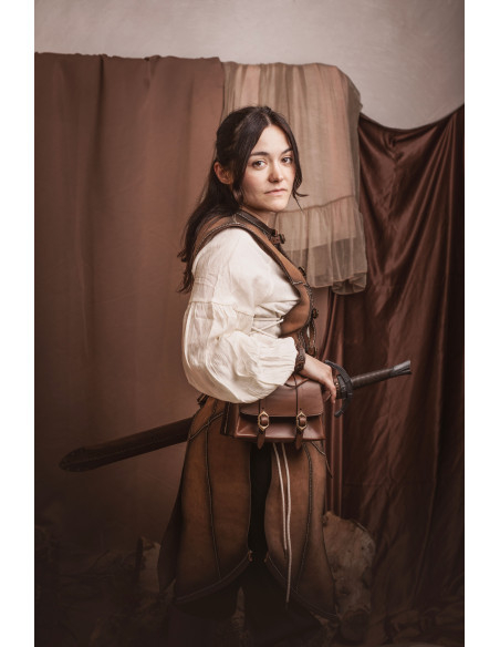 Cotta medievale lunga marrone in...