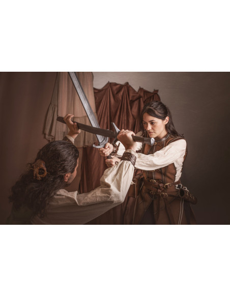 Cotta medievale lunga marrone in...