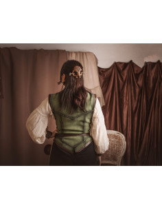 Cotta medievale corta verde in pelle scamosciata, donna 2