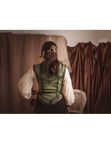 Cotta medievale corta verde in pelle...