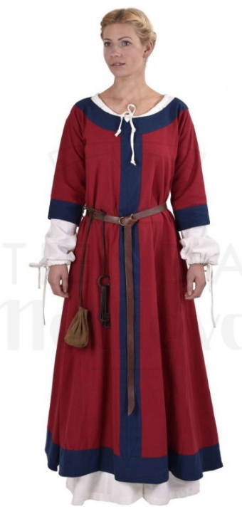 Vestido medieval Gudrun rojo azul - Vestiti medievali da donna, uomo, bambini e bambine
