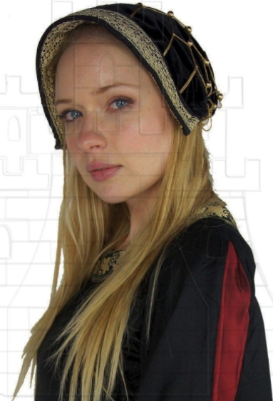 Cofia noble en terciopelo - Cappelli e cuffie medievali